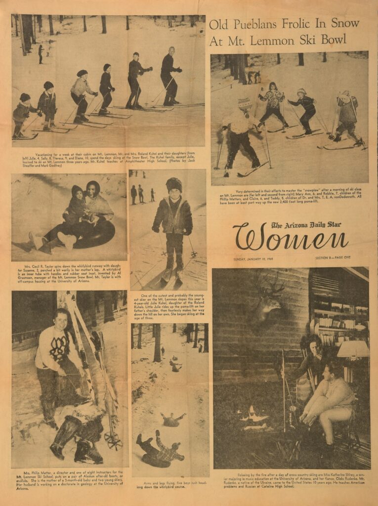 Old Mount Lemmon Skiing news clipping. 