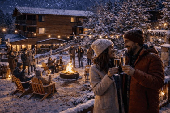 New Year's Eve at Mount Lemmon Lodge 2025 (couple toasting)