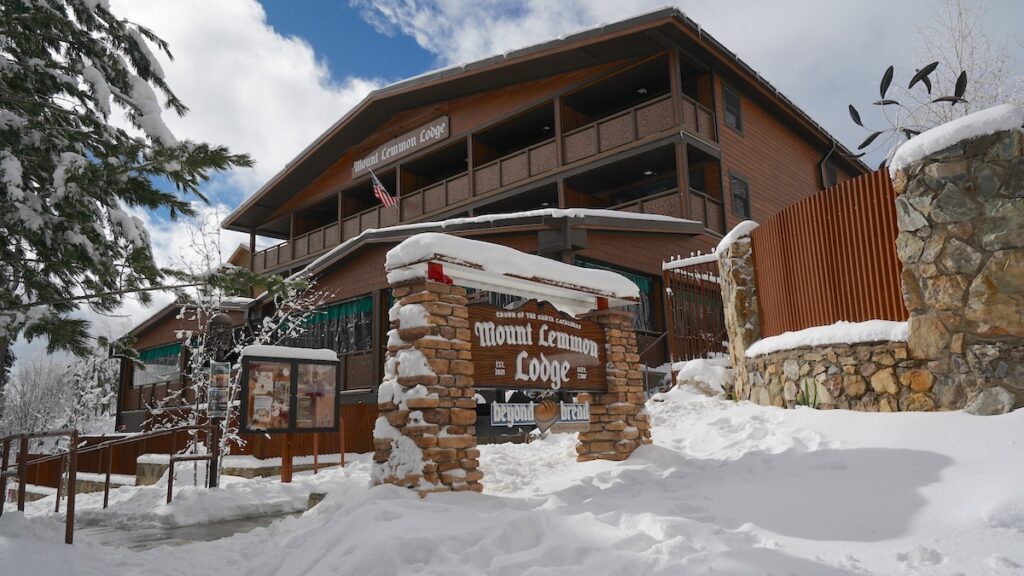 Mount Lemmon Lodge with snow - Photo by Mike Shubic