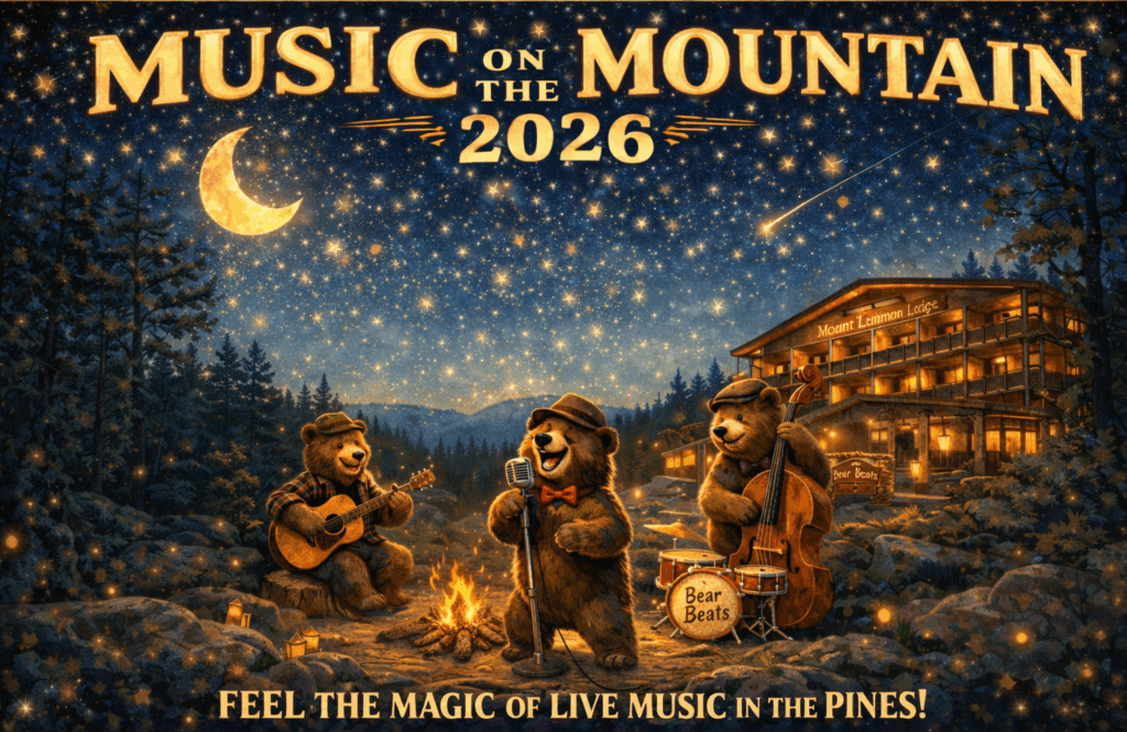 Music on the Mountain 2026 summer concert series schedule at Mount Lemmon Lodge